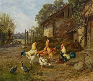 Huhnerhof by Carl Jutz the Elder