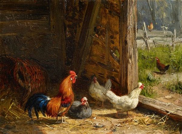 Barn Interior With Chickens - view 1