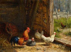 Barn Interior With Chickens by Carl Jutz the Elder