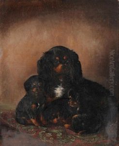 Cavalier King Charles-spaniel Mit Welpen by Carl Jutz the Elder