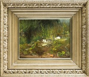 Entenfamilie Im Ufergras by Carl Jutz the Elder