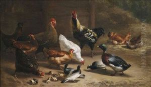 Geflugel Im Stallinterieur by Carl Jutz the Elder