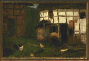 Bauernhof Mit Huhnern by Carl Jutz the Elder
