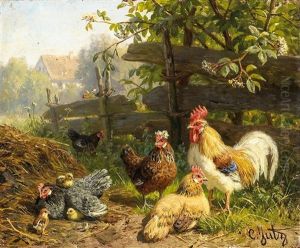 Federvieh Am Gatter by Carl Jutz the Elder