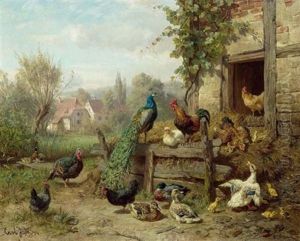 Huhnerhof by Carl Jutz the Elder
