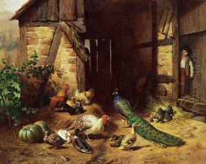 Huhnerhof Vor Dem Schuppen by Carl Jutz the Elder
