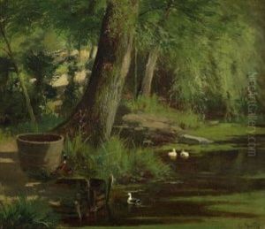 Enten Am Ufer by Carl Jutz the Elder