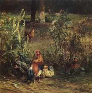 Chicken In A Yard by Carl Jutz the Elder