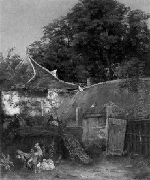 Bauernhof Mit Huhnern, Hahn Und Pfau - view 1