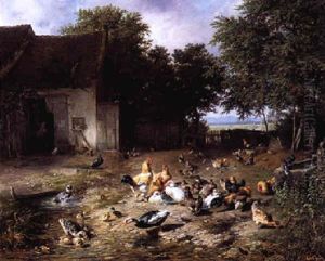 Chicken In A Yard by Carl Jutz the Elder