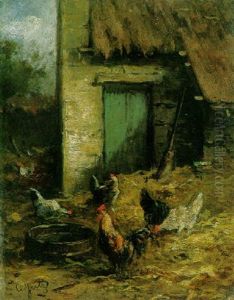 Poultry In A Farmyard by Carl Jutz the Elder