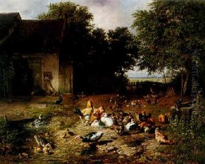 The Crowded Barnyard by Carl Jutz the Elder