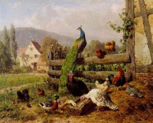 Fowl In Farmland by Carl Jutz the Elder