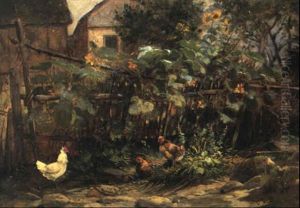 Huhnerstall Vor Bluhenden Sonnenblumen