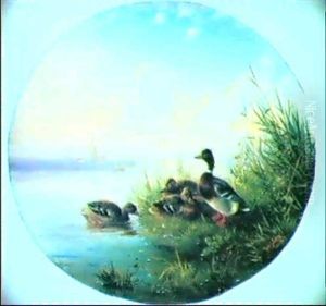 Enten Am Rheinufer by Carl Jutz the Elder