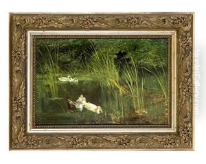 Enten Auf Dem Teich by Carl Jutz the Younger
