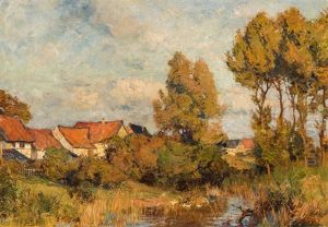 Houses In The Evening Sun by Carl Jutz the Younger