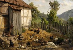 The Hen-coop by Carl Jutz the Younger