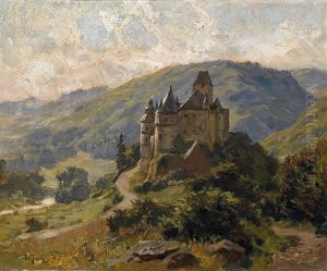 Schlos Burresheim Bei Mayen In Der Eifel by Carl Jutz the Younger
