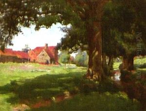 Landliches Idyll Mit Bauernhof by Carl Jutz the Younger