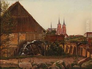 View Towards Roskilde Cathedral, Denmark by Andreas Thomas Juuel