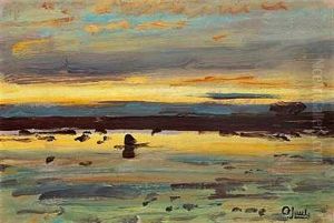 Kystparti Fra Lofoten I Norge Ved Solnedgangstide (+ Another, Similar; Pair) by Ole Juul