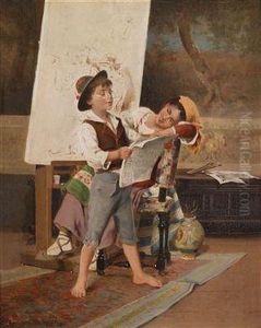 In The Painting Studio by Clelia Bompiani Battaglia