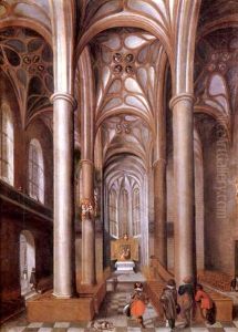 The Interior Of The Augustan Church In Nuremberg With Elegant Figures Admiring The Architecture