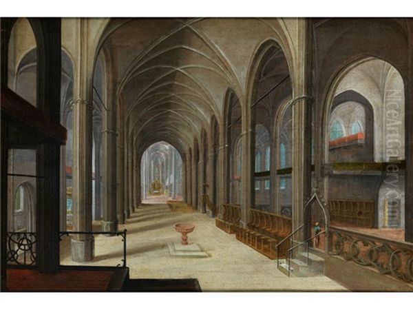 Kircheninterieur Mit Taufbrunnen - view 1