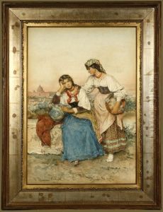 Two Roman Women Sitting On A Wall Two Roman Women Sitting On A Wall