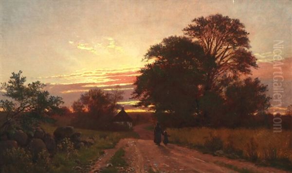 Twilight Landscape With Mother And Child - view 1