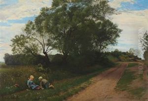 Landscape With Children Playing by Ludvig Kabell