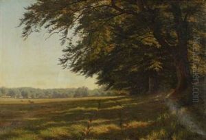 Forest With Deers In A Glade by Ludvig Kabell