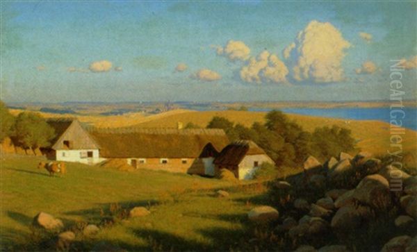 Vidtstrakt Landskab Fra Kallundborg Egnen Set Fra Trojelykkegarden. I Baggrunden Vor Frue Kirke I Kalundborg - view 1