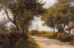 A Summer Landscape With Figures On A Country Road A Summer Landscape With Figures On A Country Road