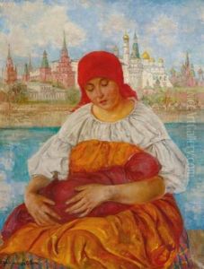 Mother And Child In Front Of Kremlin