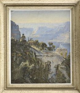 Interessante Agyptische Landschaft Mit Blick Uber Das Tal Der Konige, Pastoser Farbauftrag In Lockerem Duktus by Karol Kaczmarski