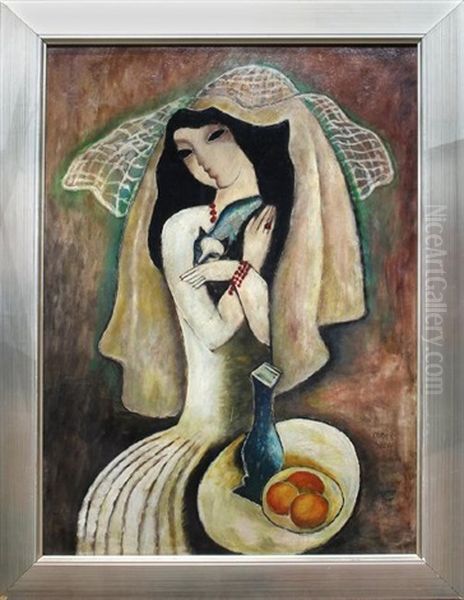 Lady With Cat - view 1