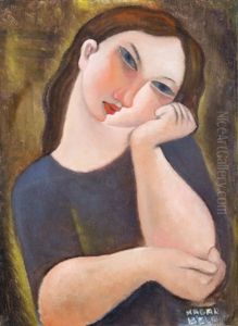 Girl Resting On Her Elbow by Bela Kadar
