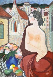 Semi-nude Among The Houses Semi-nude Among The Houses