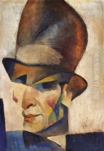 Self-portrait With A Hat by Bela Kadar