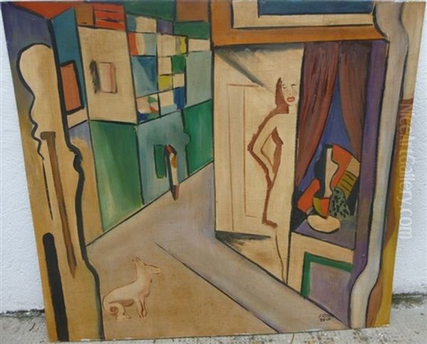 Femme Et Chien Dans Un Appartement - view 1