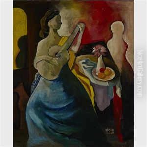 Woman With Guitar And Still Life by Bela Kadar