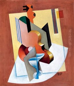 Composition With Fruit Bowl And Violin by Bela Kadar
