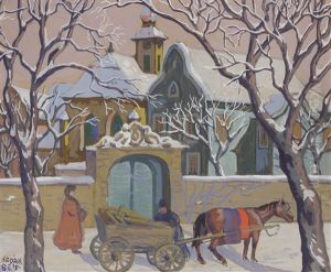 Street Scene In Spring; Street Scene In Winter (2 Works) by Bela Kadar