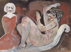 Figurenkomposition - Zwei Sitzende Frauen (recto/verso) by Bela Kadar