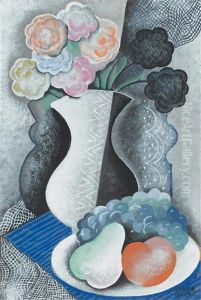 Stilleben Mit Vase Und Fruchteteller