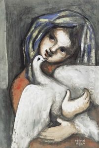 Lany Galambbal (girl With Dove) by Bela Kadar