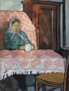Kislany Kendoben (little Girl Wearing A Scarf)