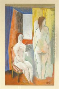 Interior With Two Nudes by Bela Kadar